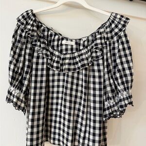 Doen Black and White Gingham Blouse